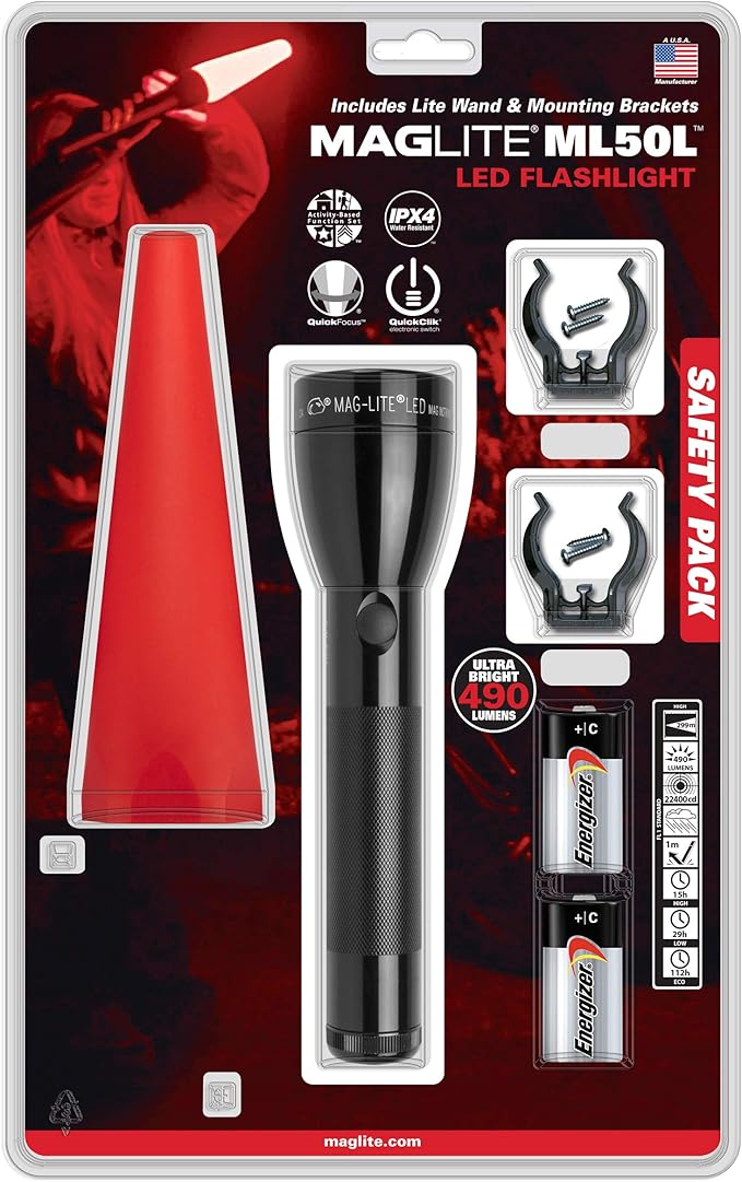 Maglite Mag LED ML50L C Cell Flashlight Safety Pack Traffic Wand ML50L-I201G - WCUniforms