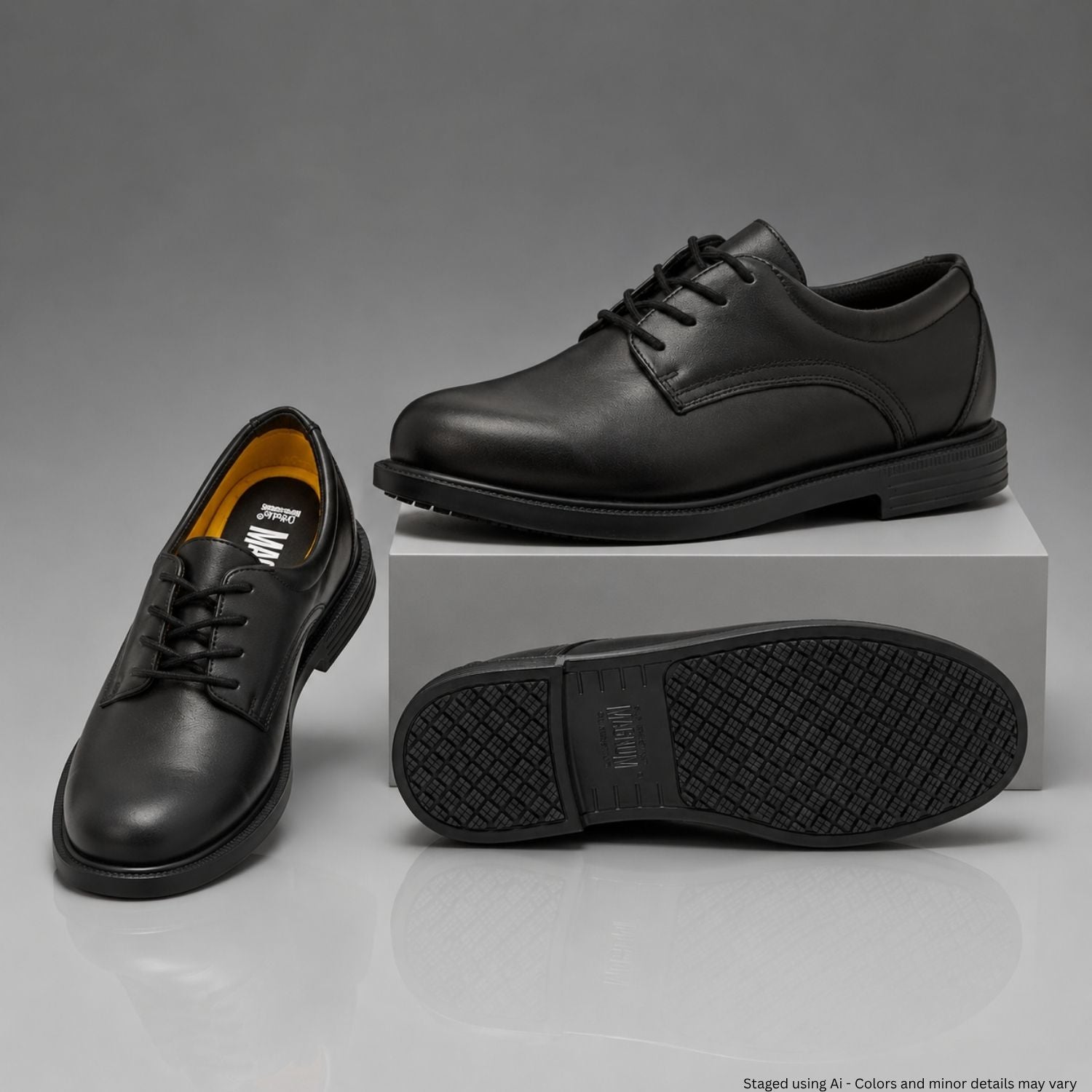 Magnum Active Duty Oxford CM85022M black leather men's work shoe, angled front view