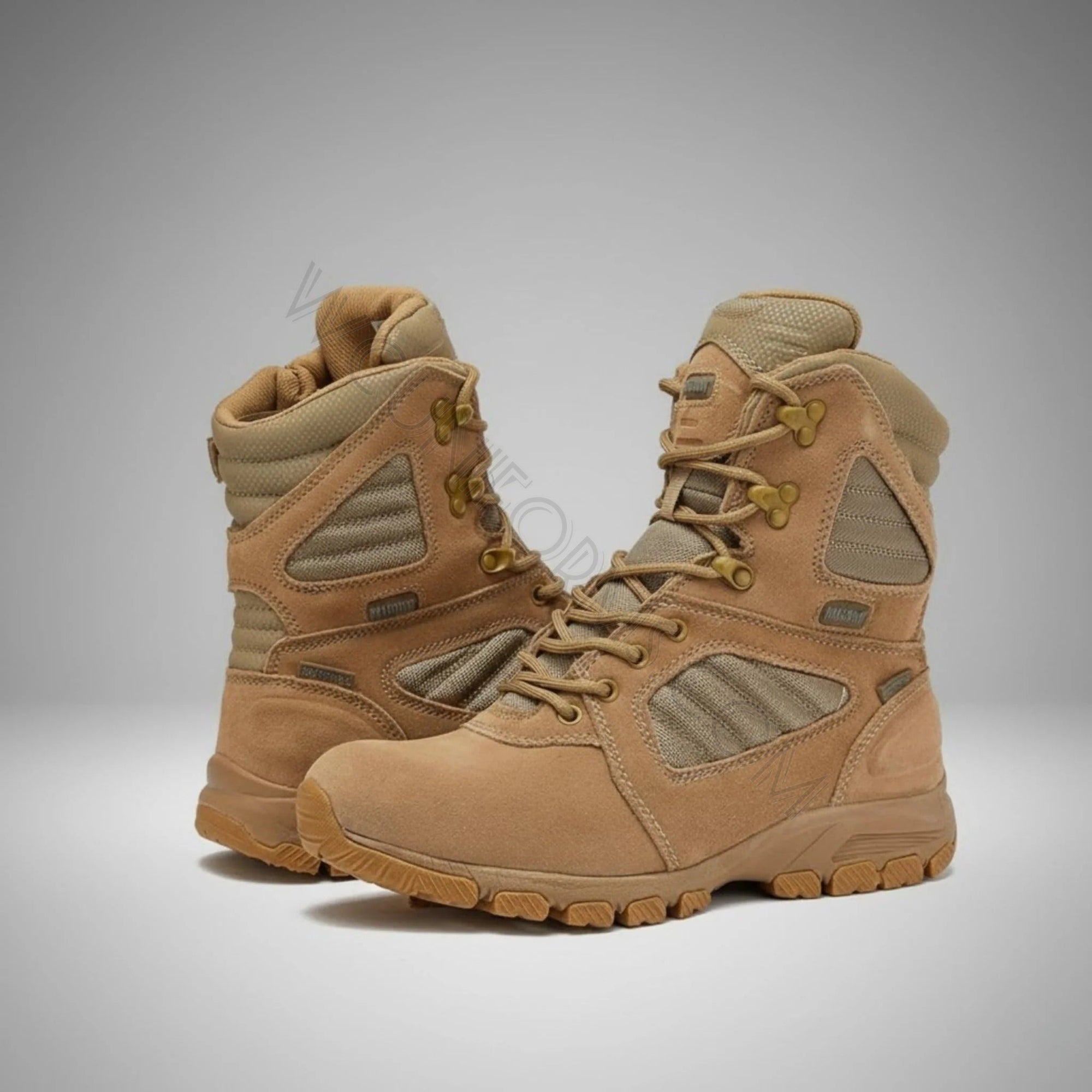 Watermarked - Magnum Boots Storm 8" Desert Tan Military Tactical Side-Zip Waterproof Boots