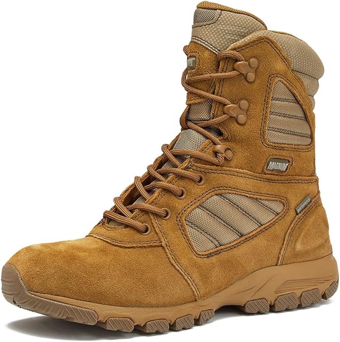 Magnum MAG SHIELD 8 inch waterproof work boot in coyote tan, front three-quarter view