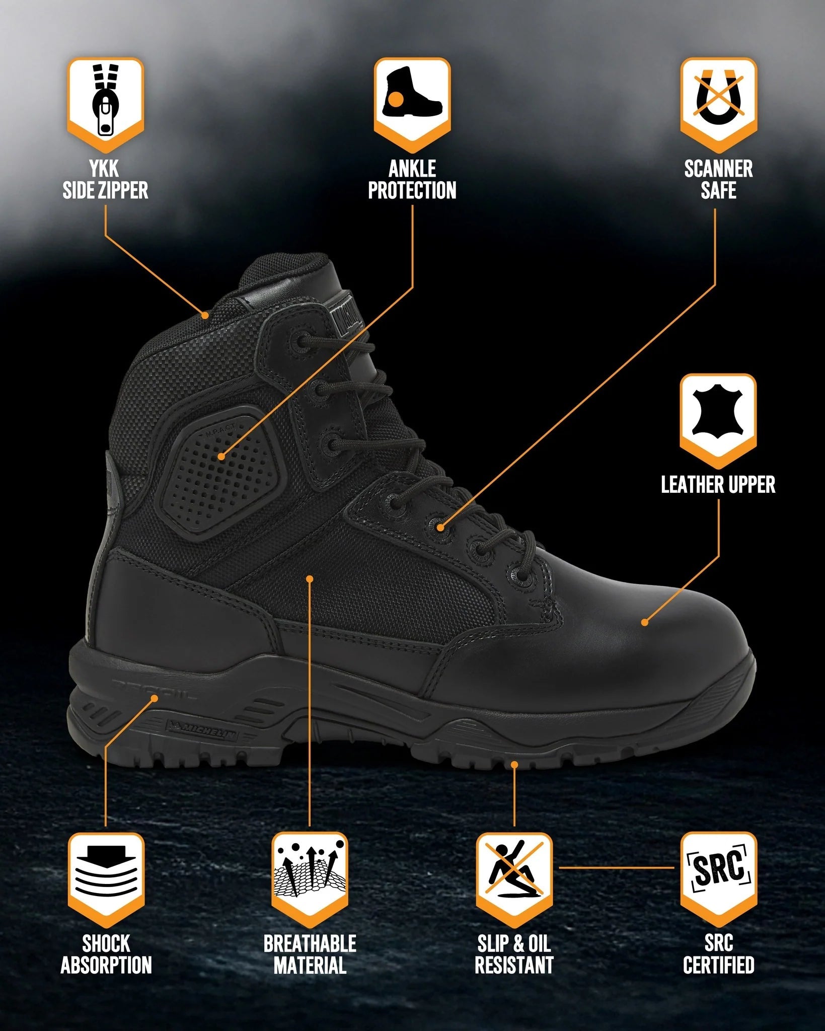 Magnum Strike Force 6" Side-Zip Duty Boot | Black 30006SZ - WCUniforms