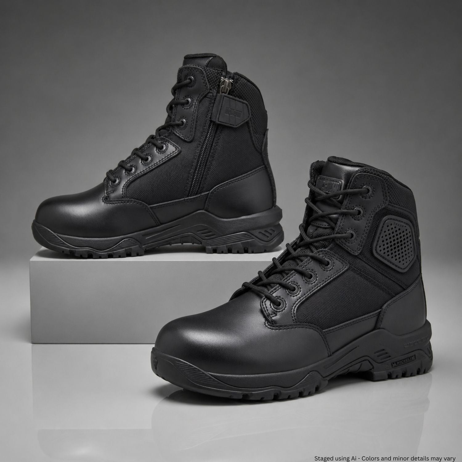 Magnum Strike Force 6 inch waterproof boot in black, side profile view