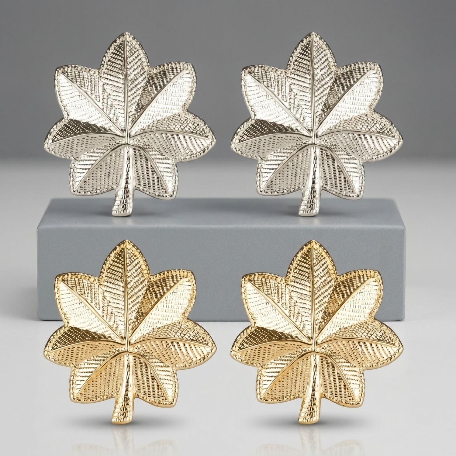 Major Rank Collar Pins - Gold & Silver Oak Leaf (Pair) - WCUniforms