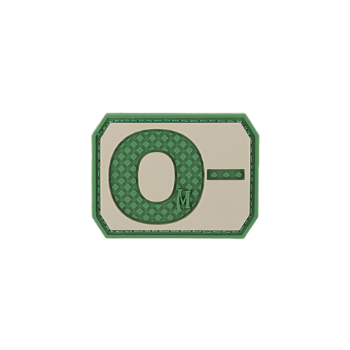 Maxpedition Blood Type Morale Patch featuring "O-" in green design, perfect for personalizing gear and bags.