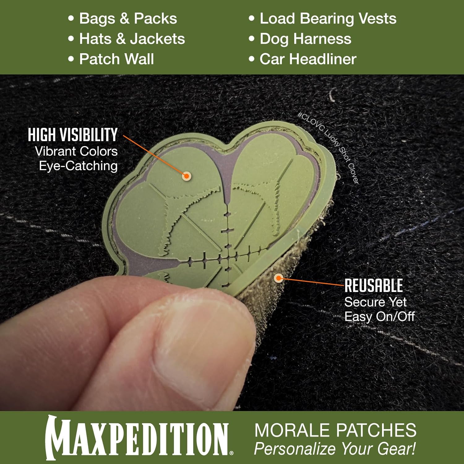 Maxpedition Lucky Shot Four-Leaf Clover PVC Morale Patch 2"x2" - WCUniforms