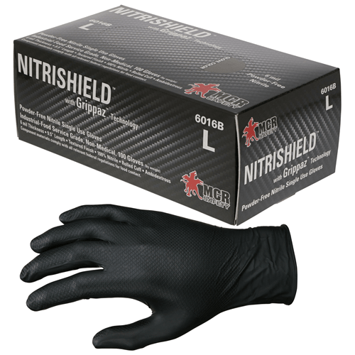 MCR Safety Black 6 Mil Texture Nitrile PF Disp 6016BL - WCUniforms