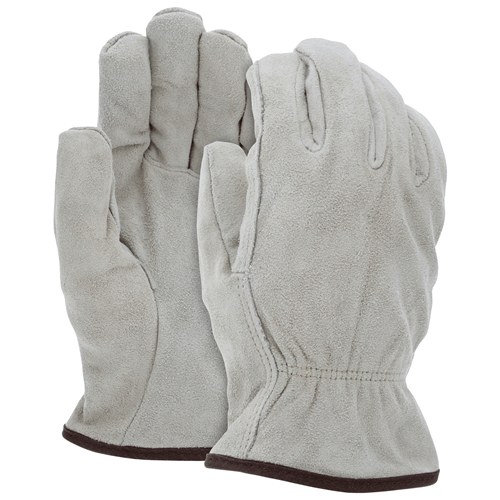 MCR Safety Cow Split Driver gloves in tan leather with fleece lining for warmth and comfort, ideal for heavy-duty tasks.