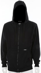 MCR Safety FR Zip Hooded Sweatshirt in black, made of flame-resistant cotton for safety and comfort in hazardous environments.