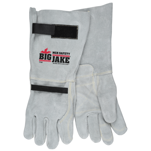 MCR Safety Big Jake gloves, full leather back and inside double palm, designed for heavy-duty hand protection.