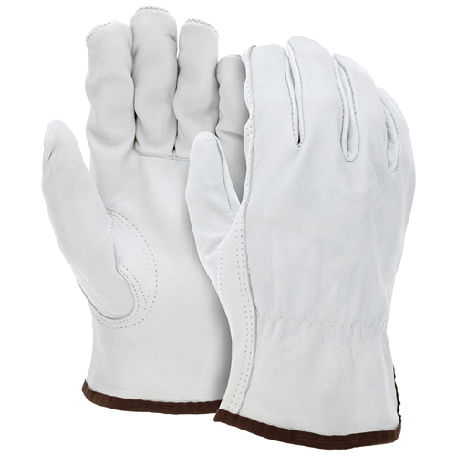 MCR Safety Goat Grain Drivers Gloves featuring keystone thumb for comfort and durability, made from supple leather with elastic back.