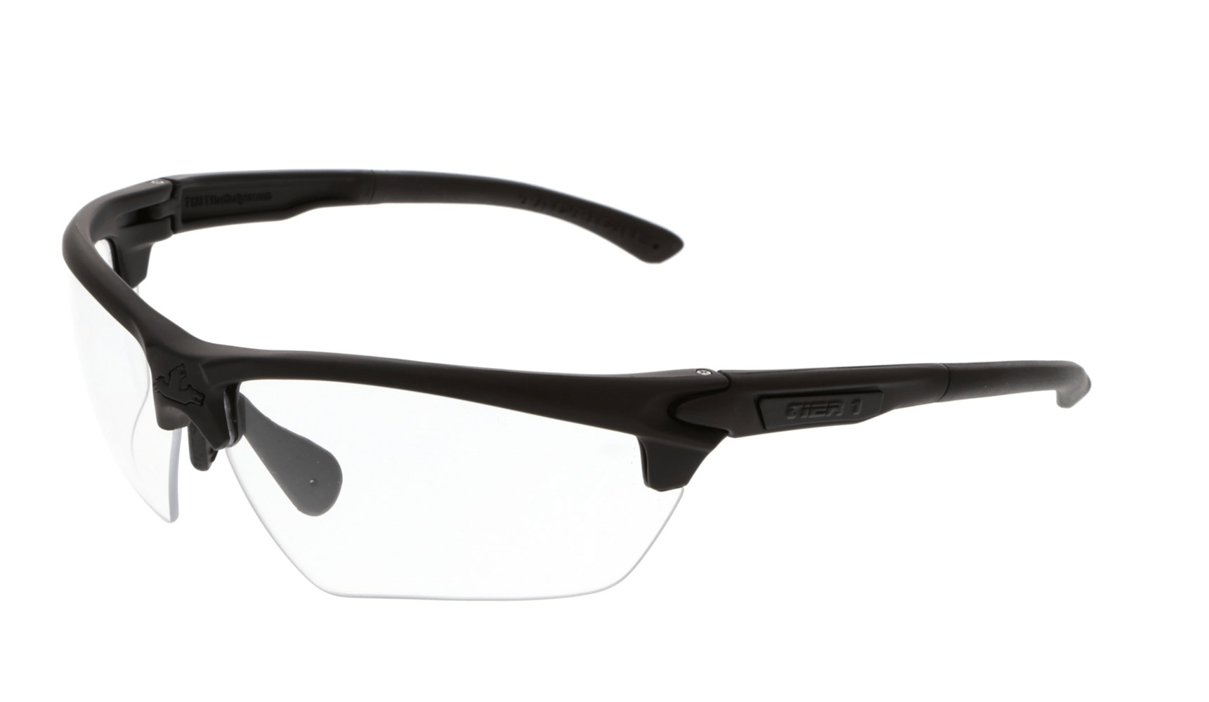 MCR Safety Tier1 Tactical Gear eyewear in black, providing stylish protection and comfort, exceeding ANSI Z87.1 standards.