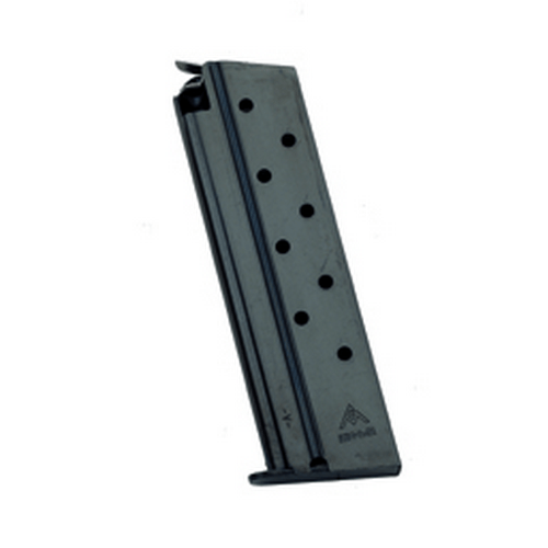 Mec-Gar 1911 magazine for .45 ACP, 7 rounds capacity, blued finish, made in Italy with high-quality materials.