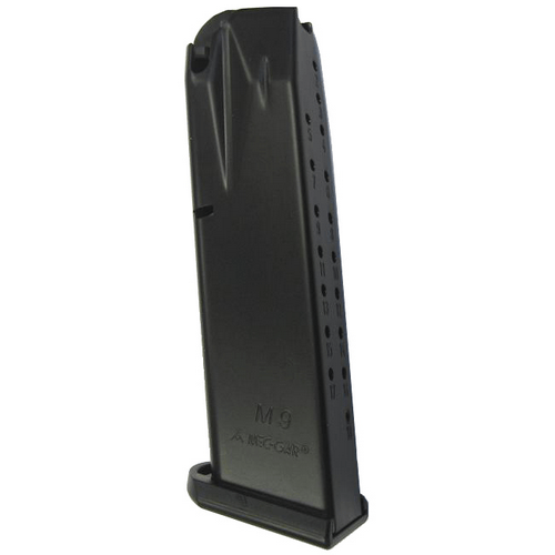 Mec-Gar Beretta magazine for M9 pistol, 9mm caliber, 10-round capacity, durable design made in Italy.
