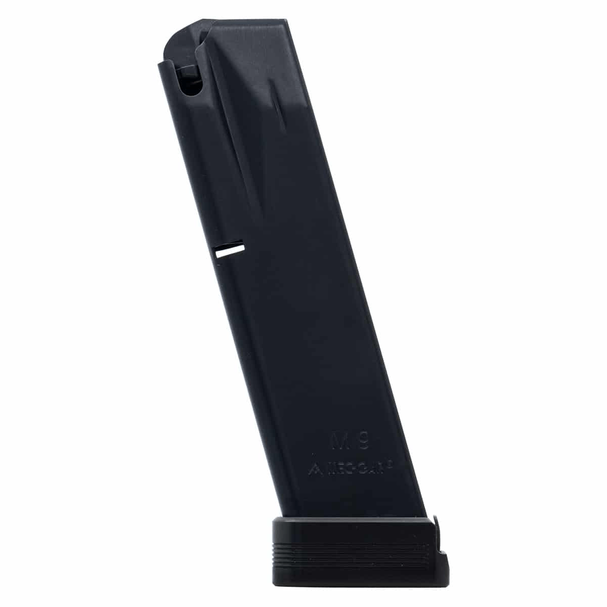 Mec-Gar Beretta magazine for M9, 10-round capacity, durable nickel coating, high-impact polymer follower, made in Italy.