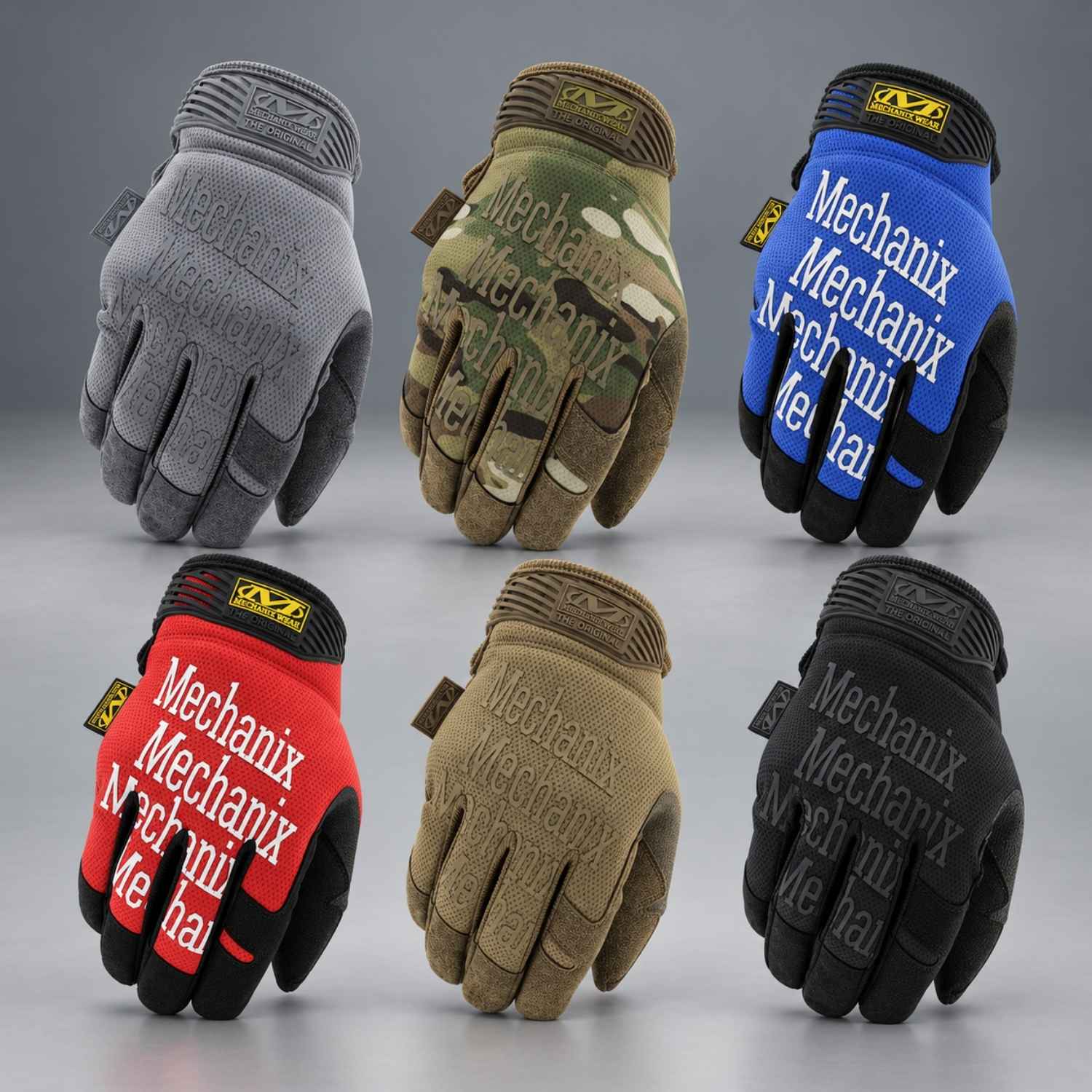 Mechanix Wear The Original touchscreen work gloves in Wolf Gray, MultiCam, Blue, Red, Coyote, and Black