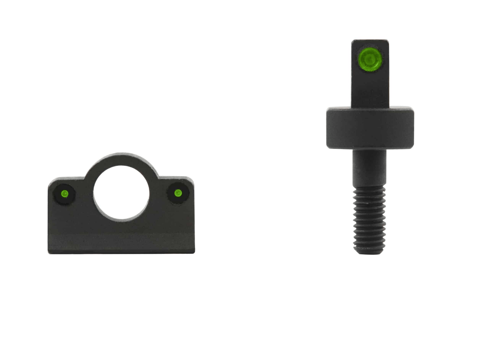 Meprolight Tru-Dot self-illuminated night sights for handguns, featuring a rear sight and front sight with green illumination.
