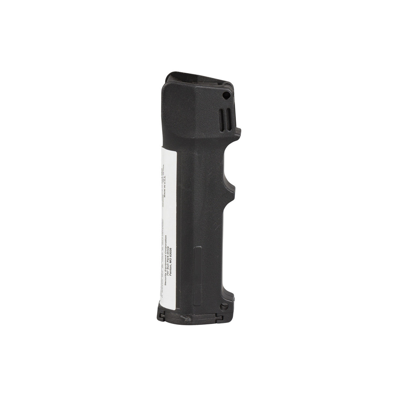Black pepper spray canister on a white background