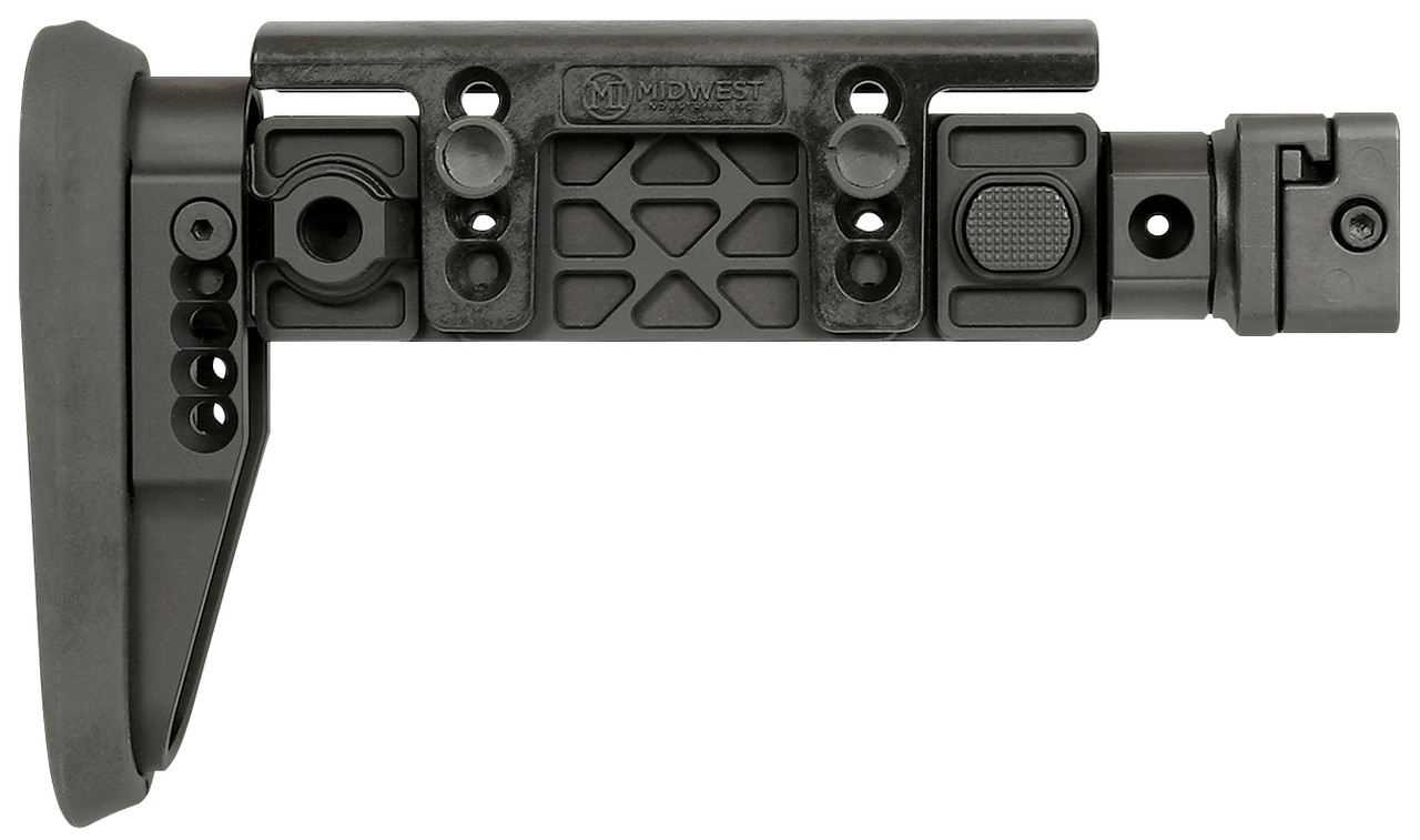 Midwest Industries Alpha Series Folding Stock with QD sling attachments and adjustable polymer cheek piece.