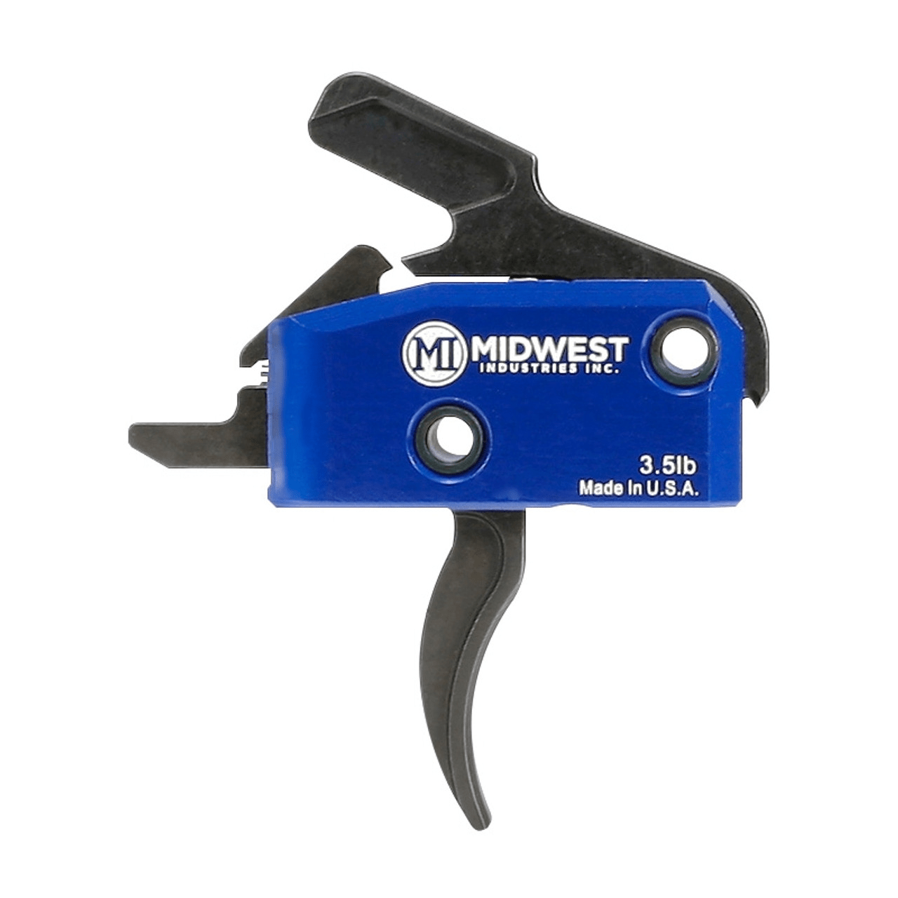 Midwest Industries AR15 3.5lb drop-in trigger with curved design, made from durable S7 tool steel for enhanced performance.
