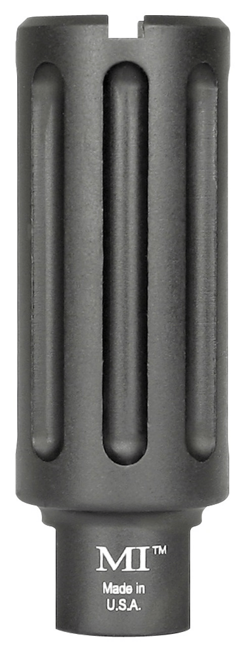 Midwest Industries Blast Can for 1/2-28 threads, designed for 5.56/9mm rifles, made from durable 6061 aluminum.