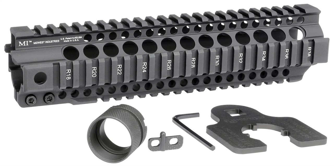 Midwest Industries Combat Rail T-Series Free Float Handguard with barrel nut and wrench, precision-engineered for durability.