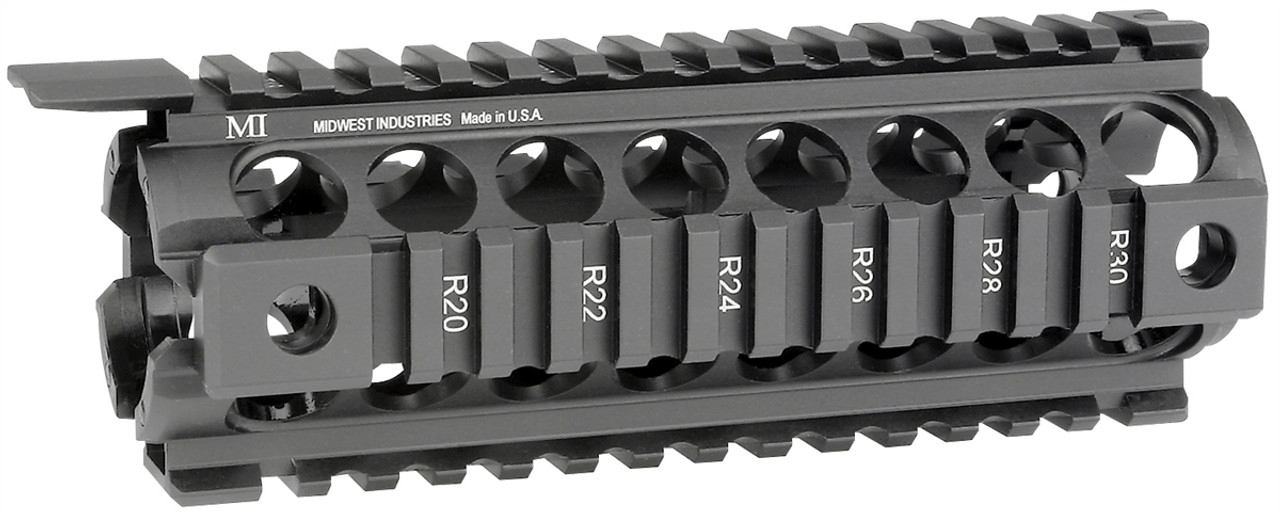Midwest Industries Gen2 Two Piece Drop-In Picatinny Handguard, lightweight, durable 6061 aluminum, fits carbine length rifles.