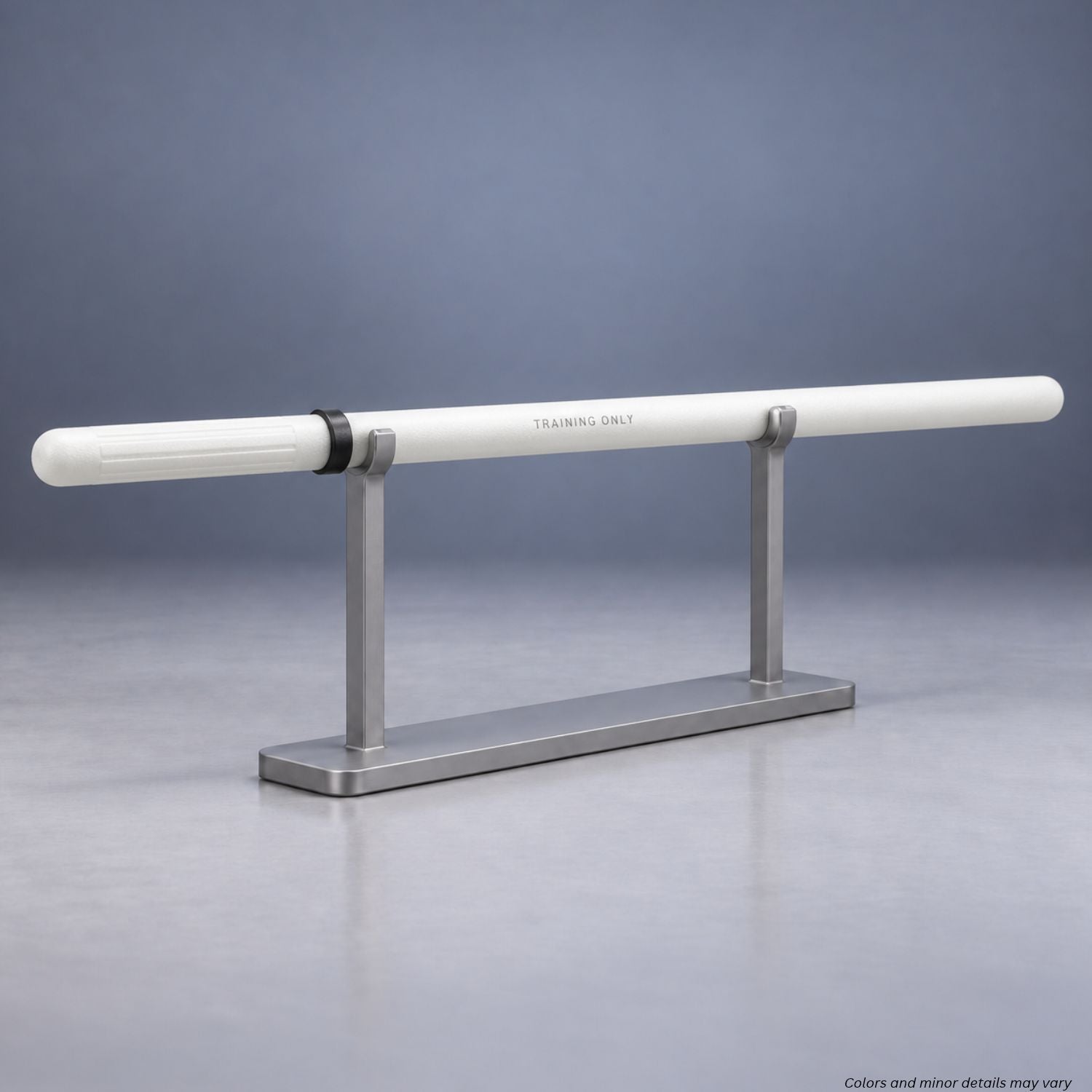Monadnock straight 36-inch white foam training baton 5105, part 1000326, on a display stand