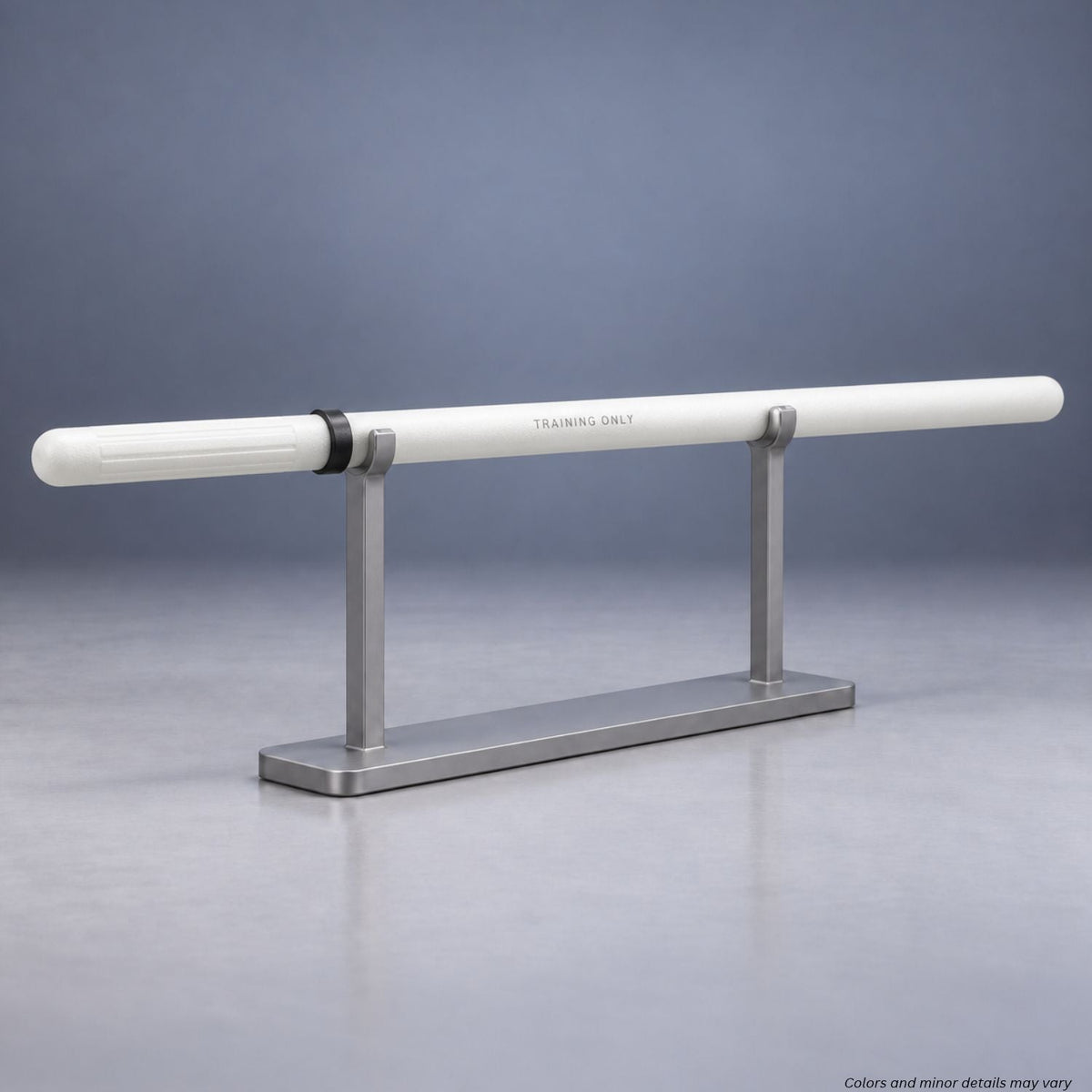 Monadnock straight 36-inch white foam training baton 5105, part 1000326, on a display stand