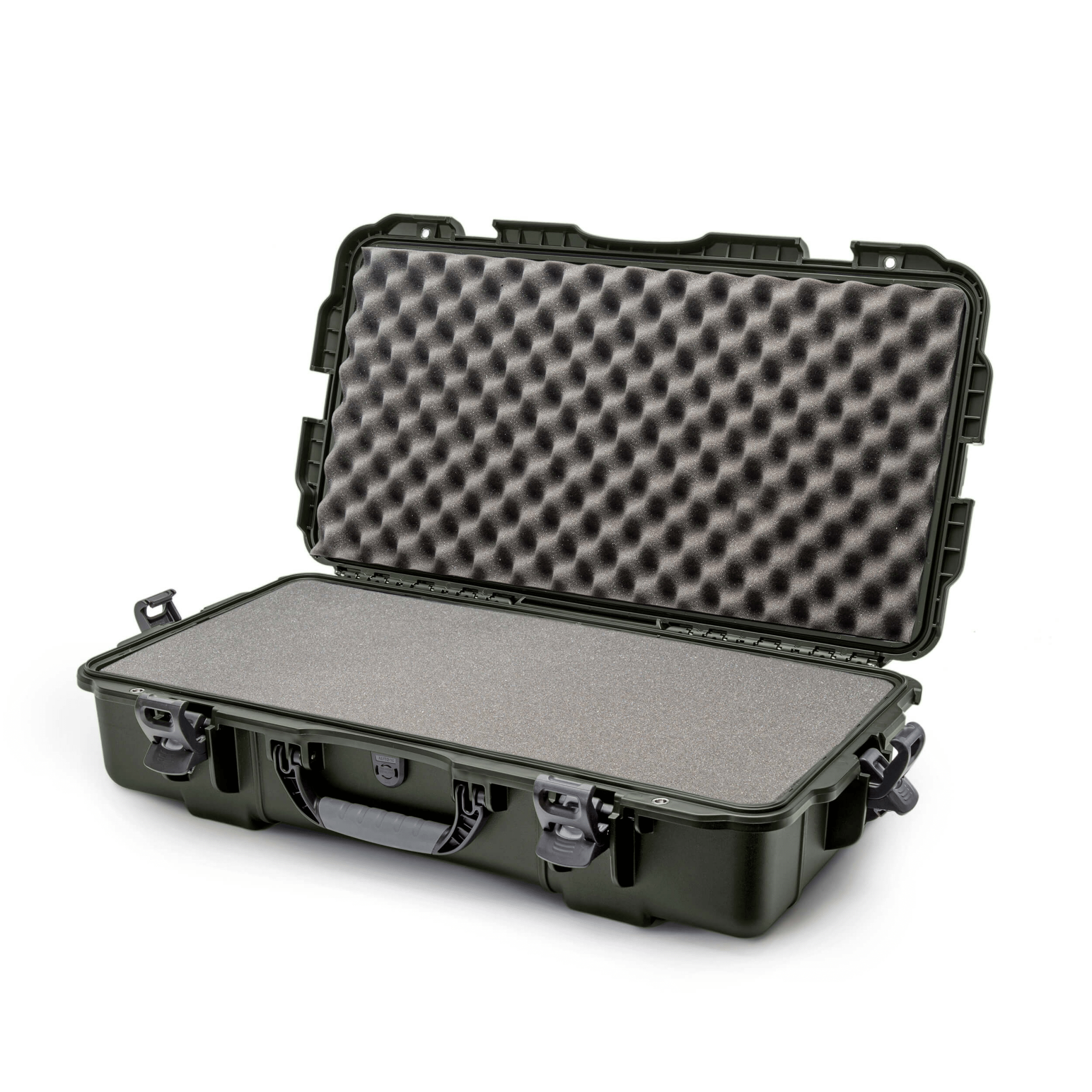Open Nanuk 980 Case w/foam, showcasing crushproof NK-7 resin design for gear protection in tough conditions.