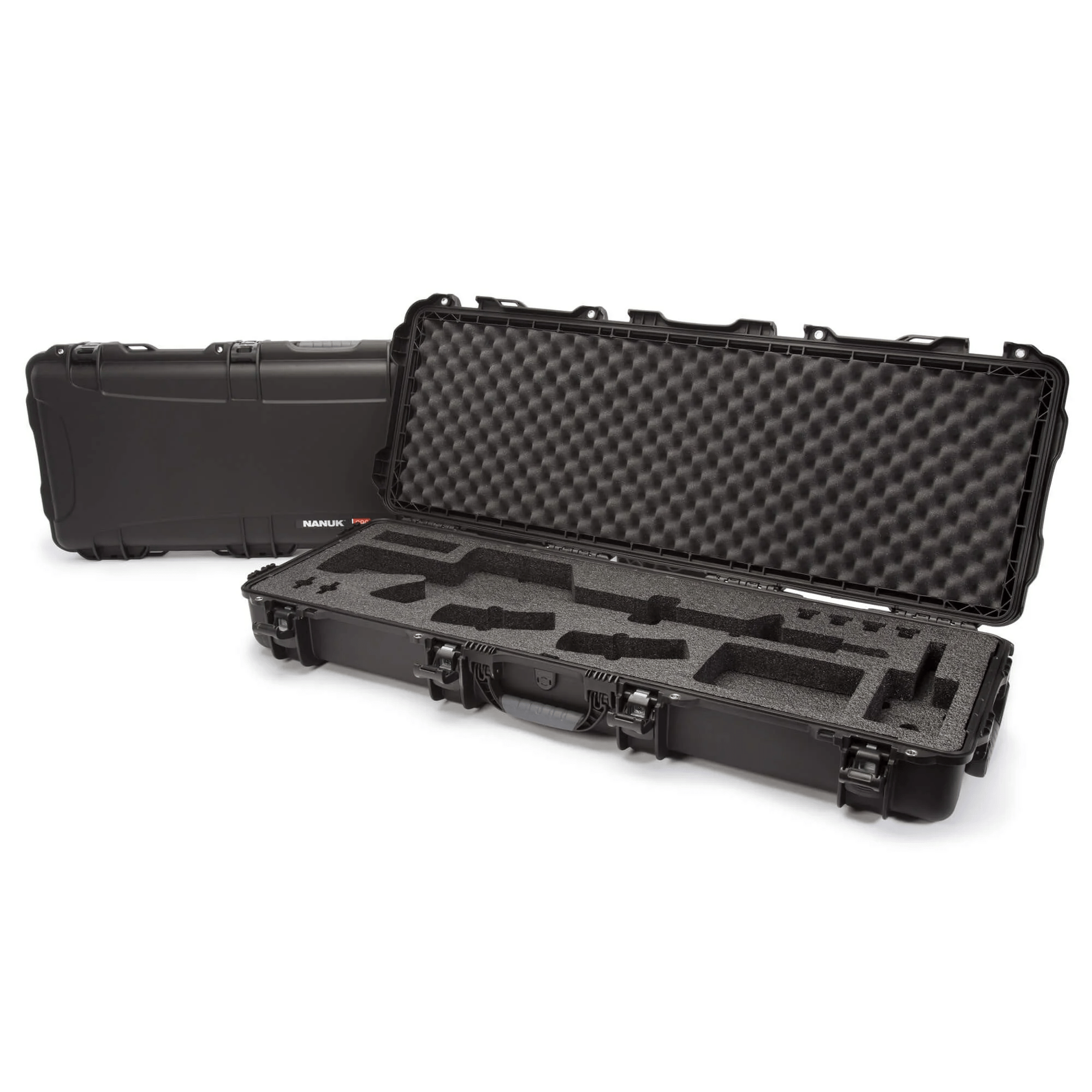 Nanuk 990 waterproof gun case with foam insert, showcasing robust design and secure latching system for ultimate protection.