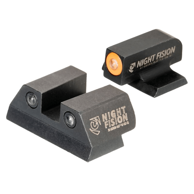 Night Fision Night Sight Set for FN 509 showcasing bright Tritium inserts for enhanced visibility in low light conditions.