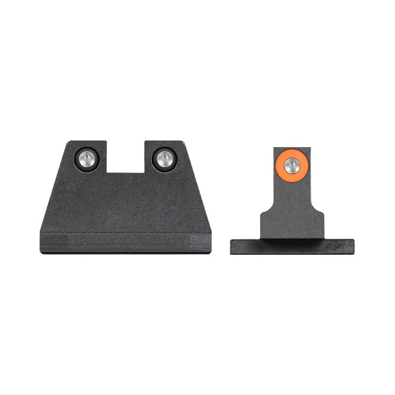 Night Fision Suppressor Height Night Sight Set for Sig P320/P365 showcasing two sight components in sleek black design.