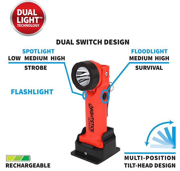 Nightstick Firefighter's INTRANT Dual-Light Angle Light Orange or Yellow - WCUniforms