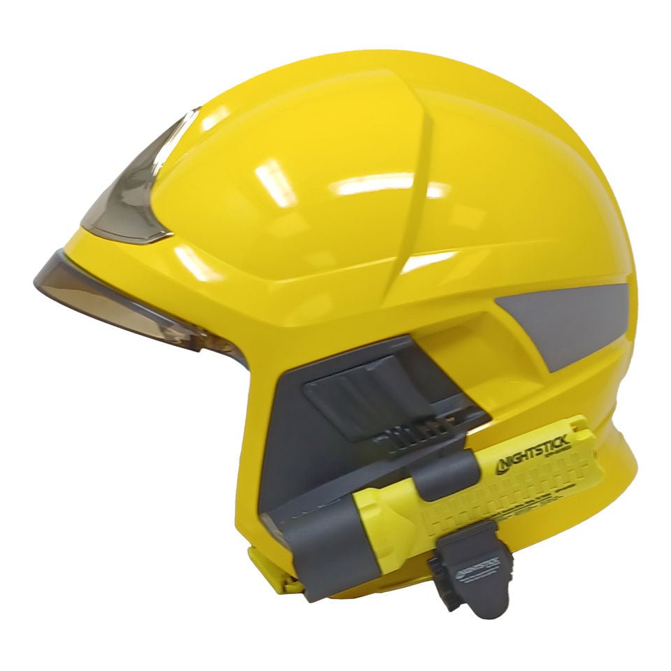 Nightstick XPP-5418GX-K01 flashlight in yellow green with multi-angle mount, side profile view