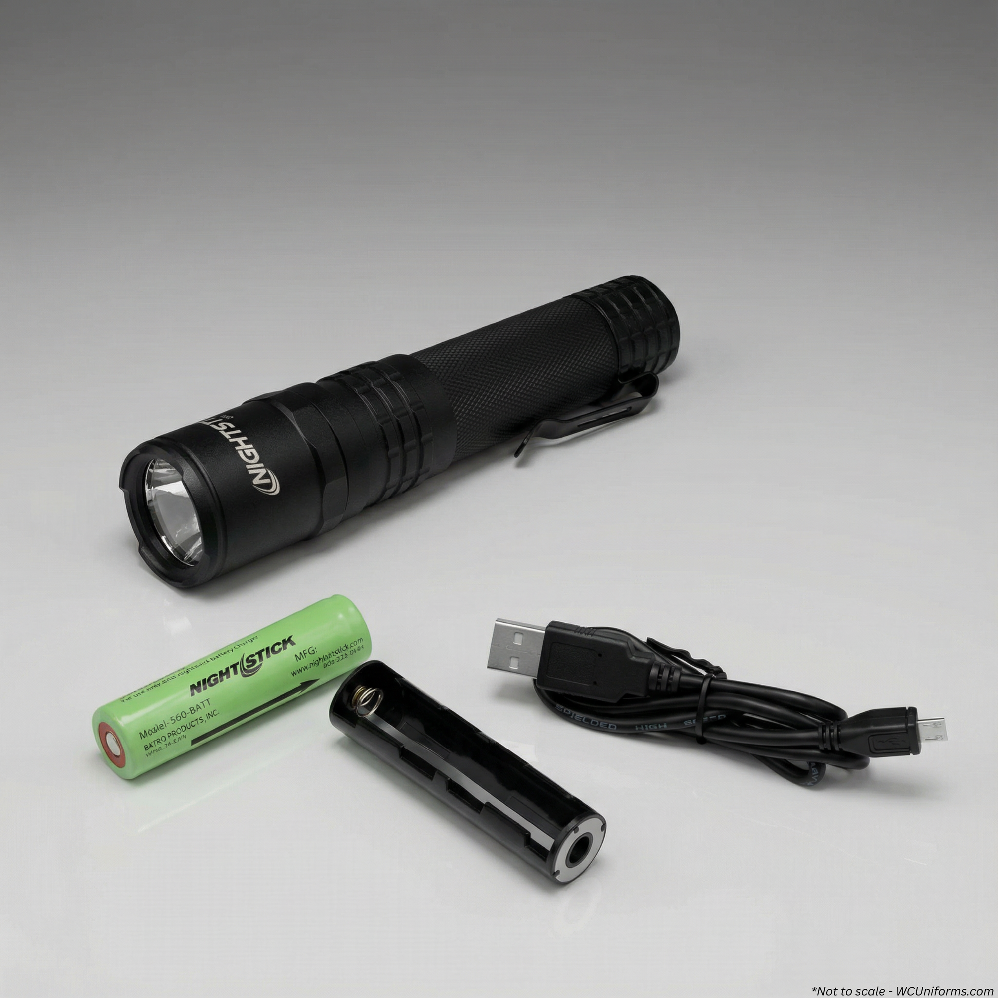 Nightstick USB-558XL USB rechargeable tactical flashlight in black, product overview shot