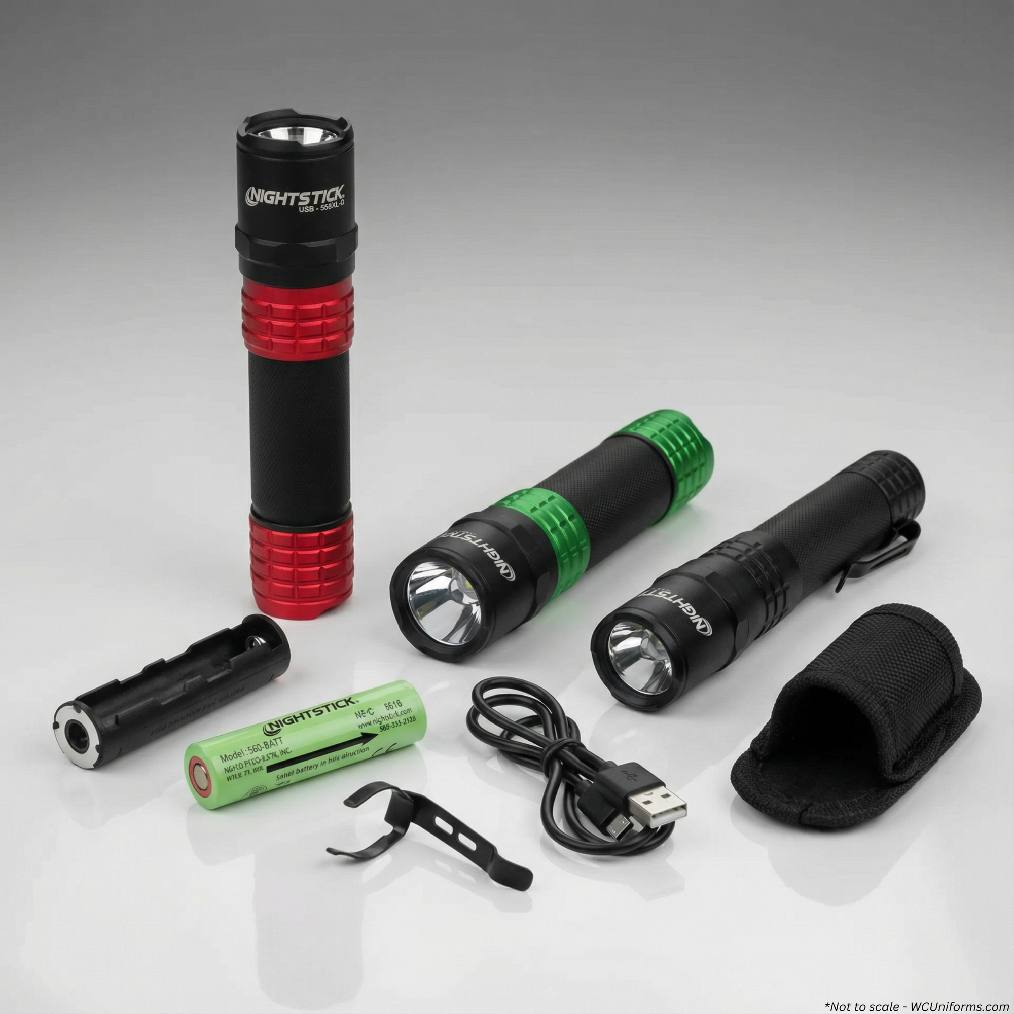 Nightstick USB-558XL USB rechargeable tactical flashlight in black, primary front view