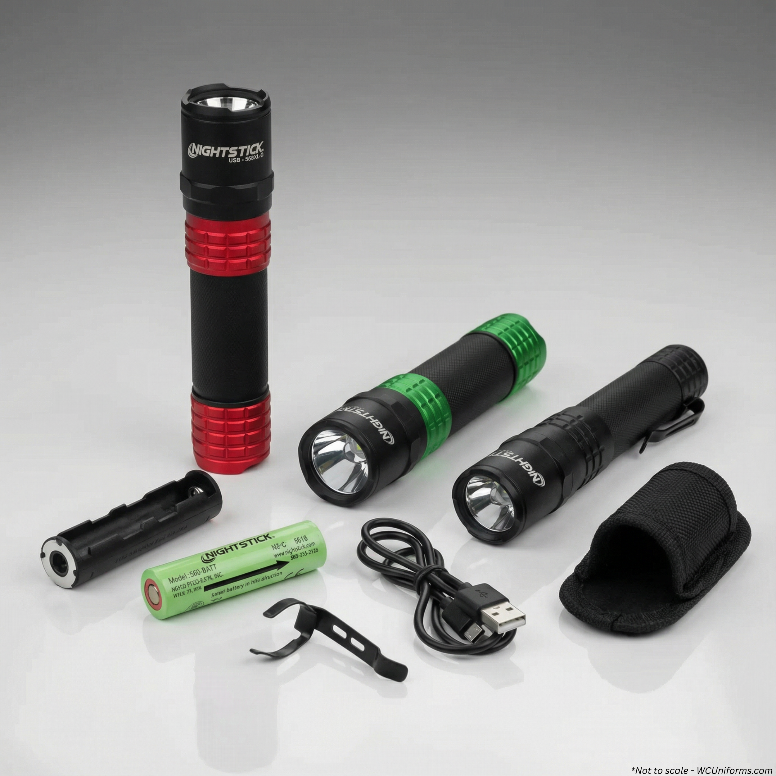 Nightstick USB-558XL USB rechargeable tactical flashlight in black, primary front view