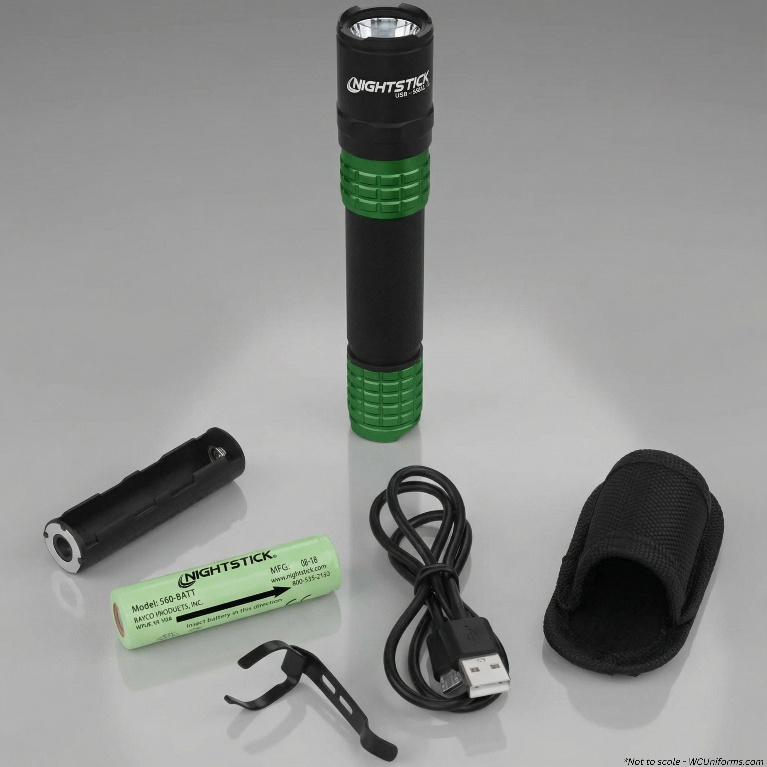 Nightstick USB-558XL-G USB rechargeable tactical flashlight in olive green, primary view