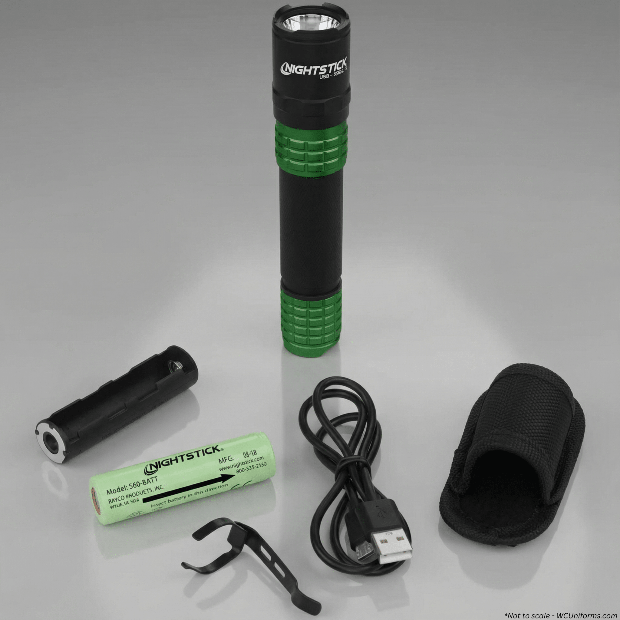 Nightstick USB-558XL-G USB rechargeable tactical flashlight in olive green, primary view