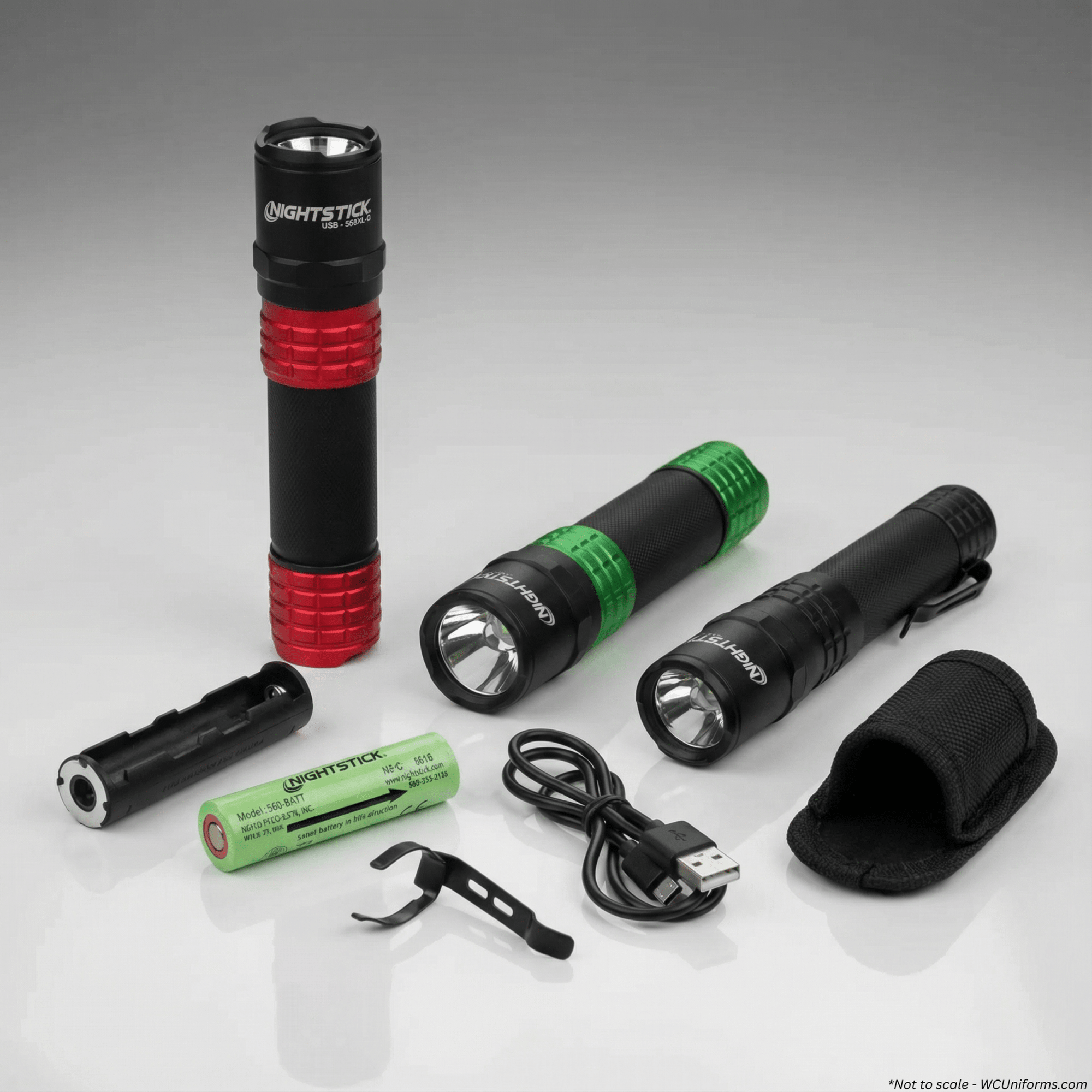 Nightstick USB-558XL USB rechargeable tactical flashlight in black, primary front view