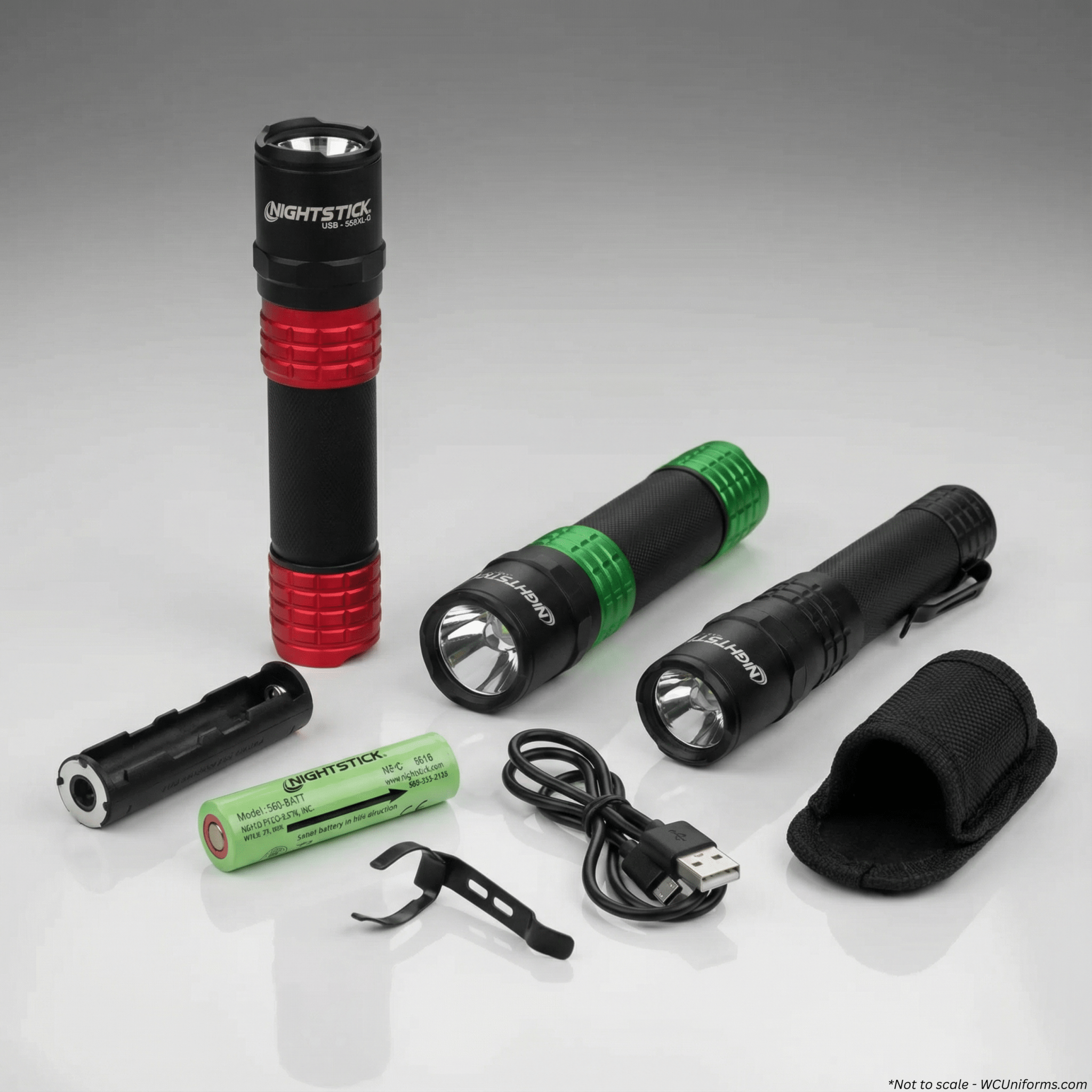 Nightstick USB-558XL USB rechargeable tactical flashlight in black, primary front view