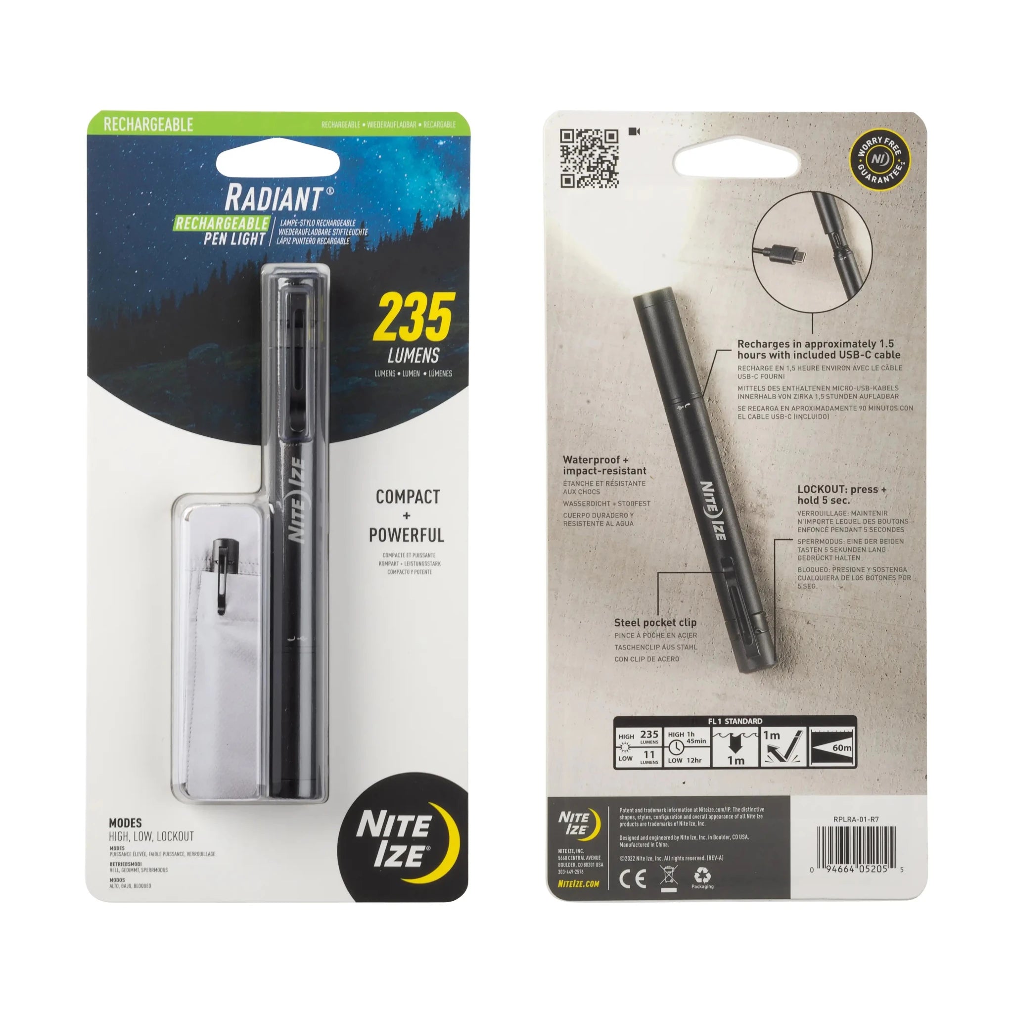Nite-Ize Radiant Rechargeable Penlight 235 Lumens | 11 Lumens RPLRA-01-R7 - WCUniforms