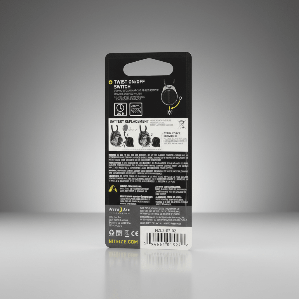 Back view of a product packaging with text and symbols on a gray background