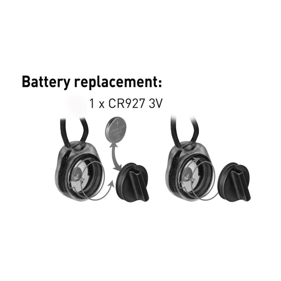 Diagram showing battery replacement for a device with CR927 3V battery.