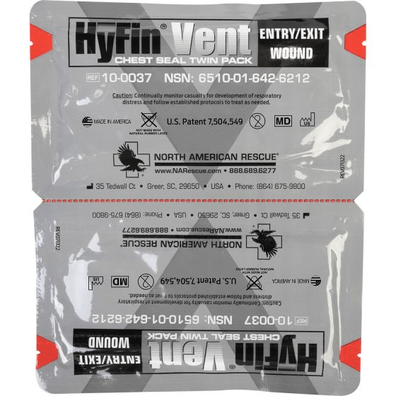 North American Rescue HyFin Vent Chest Seal - Twin Pack 10 - 0037 - WCUniforms