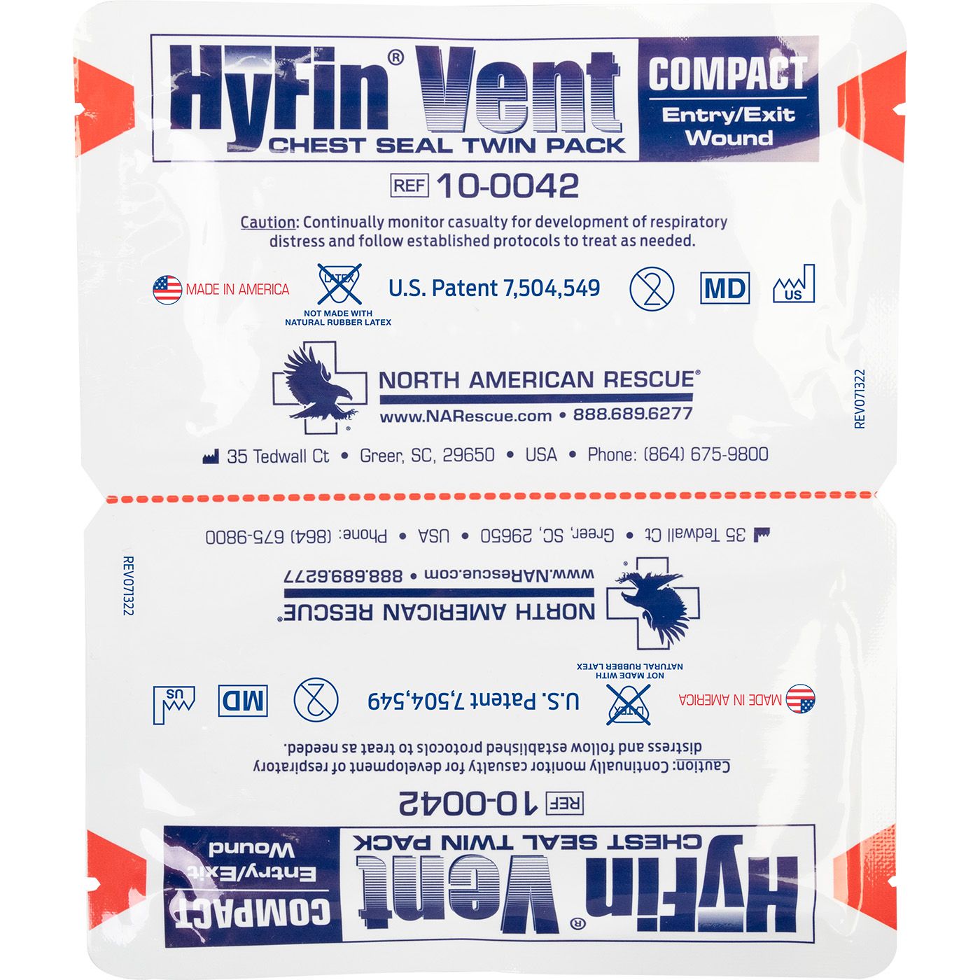 North American Rescue HyFin Vent Compact Chest Seal Twin Pack | 10 - 0042 - WCUniforms
