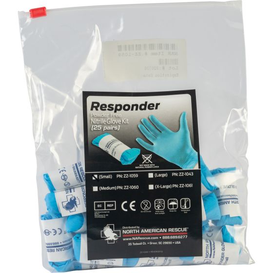 North American Rescue Responder Blue Nitrile Gloves - Pack of 25 - WCUniforms