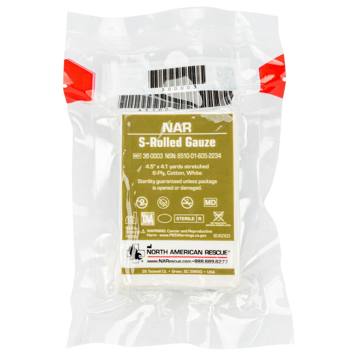 North American Rescue S-Rolled Gauze 30-0003 compact sterile gauze roll