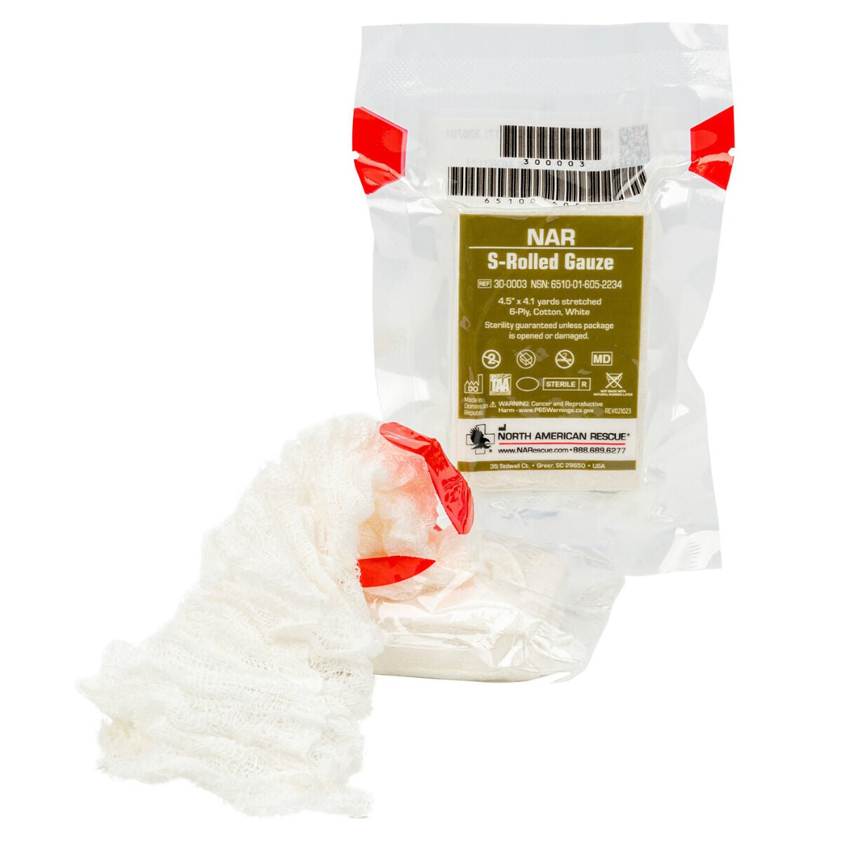 North American Rescue S-Rolled Gauze 30-0003 compact sterile gauze roll
