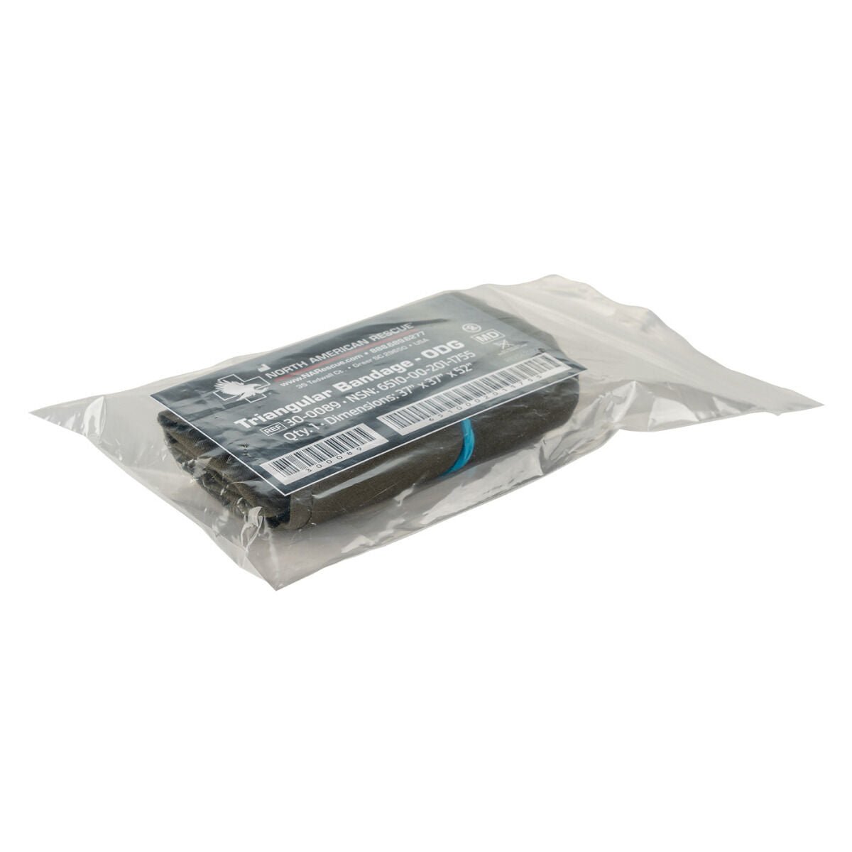 Packaged North American Rescue Triangular Bandage (Cravat) - ODG | 30-0089 on a white background